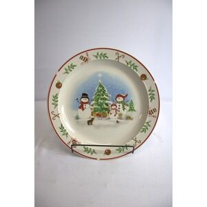 Christmas Snowman Plate 10.5 Inch Winter Holiday Serving Dish